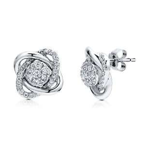   Zirconia CZ Floral Knot Earrings   Womens Earrings Jewelry Jewelry