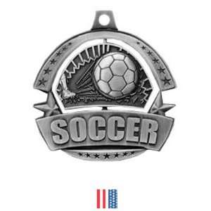   Soccer Medals M 720S SILVER MEDAL/FLAG RIBBON 2.25