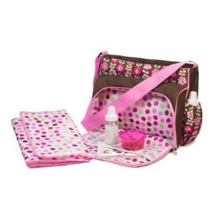    Baby Girl Large Messenger Diaper Bag With Changing Pad: Baby