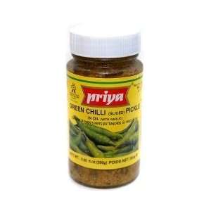 Priya Green Chilli (Sliced) Pickle in Oil (Without Garlic)   8.88fl oz 