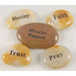 Set of 5 Word Stones Blessings, Miracles Happen, Faith 