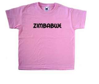 Zimbabwe text Pink Kids T Shirt Clothing