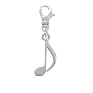  Silver Rounded Eighth Music Note   Silver Plated Clip on 
