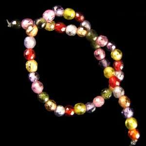  4mm faceted CZ cubic zirconia round beads 7 multicolor 