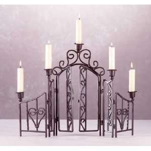  Wrought Iron Fence 5 Candle Holder: Home & Kitchen