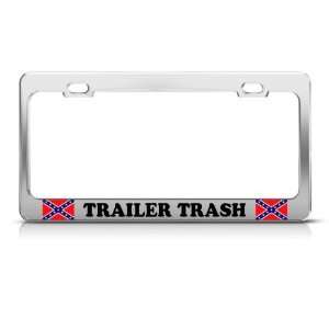 Trailer Trash Confederate Rebel Rebel license plate frame Stainless
