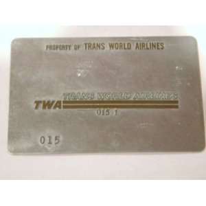  TWA Vintage Airline Ticket Validation Plate Used by travel 