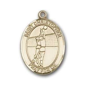  12K Gold Filled St. Christopher Volleyball Medal Jewelry