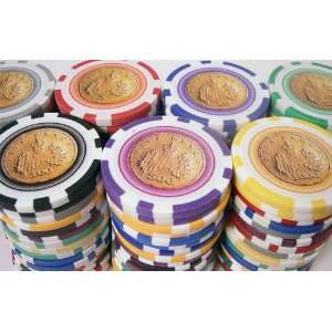   New Golden Coins 14g Clay Casino Poker Chips Set: Sports & Outdoors