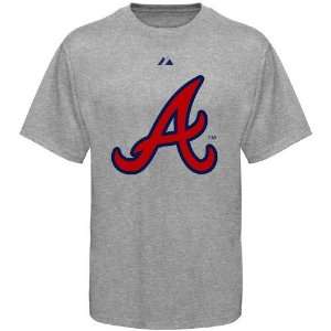  Majestic Atlanta Braves Ash Official Logo T shirt: Sports 