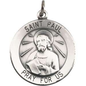  18.50 Mm Sterling Silver Rd St Paul Pend Medal W/ 18 Inch 