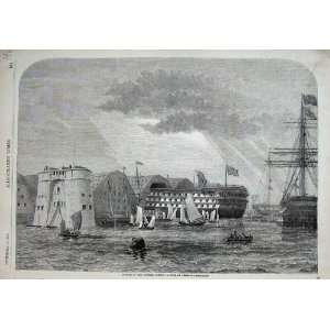  1858 Launch Windsor Castle Ship Pembroke Dockyard
