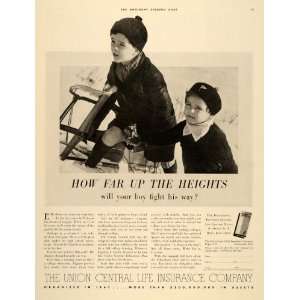   Ad The Union Central Life Insurance Company Sled   Original Print Ad