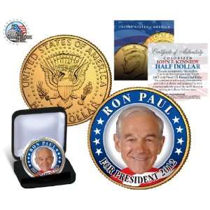Ron Paul For President 2012 24K Gold Plated U.S. JFK Kennedy Half 