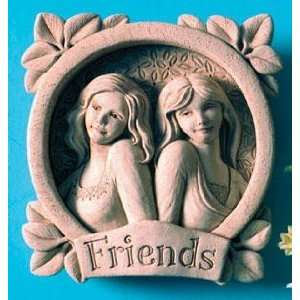  Cast Stone Sweet Friends Young Women Plaque   Collectible 