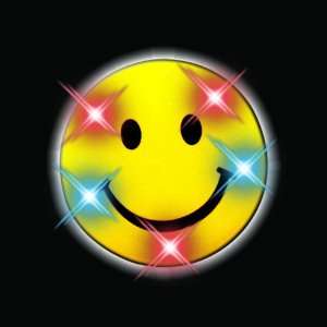  Smiley Face Flashing Blinking Light Up Body Lights Pins (5 