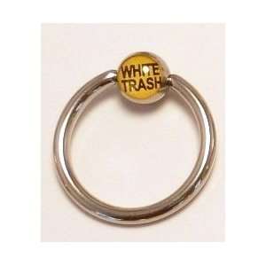  White Trash Trendy Logo Ball Captive Bead Ring (CBR) 316L 