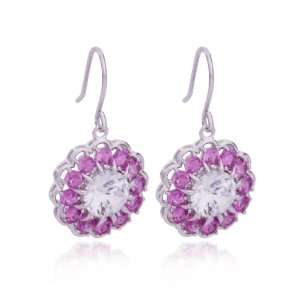  Rhodium Plated Sterling Silver Lab Created Pink Sapphire 