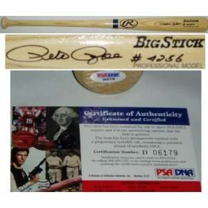  Pete Rose Signed Big Stick Blonde Bat w/4256: Sports 
