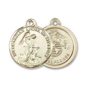   Gold Guardain Angel Military Armed Forces US Marines Medal: Jewelry