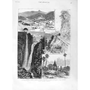 1881 CEYLON MASKELIYA MOUNTAIN RAILWAY RANGBODDE FALLS  