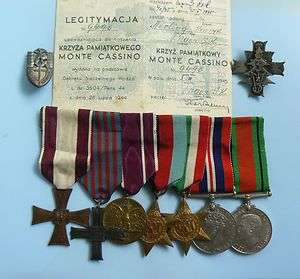 POLAND WWII EXILE MONTE CASSINO MEDAL GROUP #9,457,AWARDED TO Henryk 