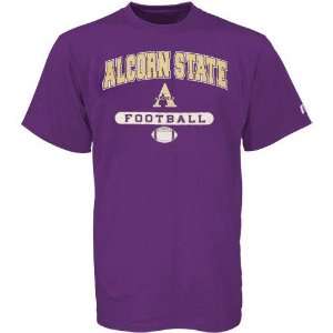  Russell Alcorn State Braves Purple Football T shirt 