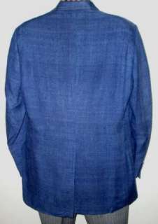 Sak Fifth Avenue Silk Sport Coat Jacket Blazer 42 Large Blue  