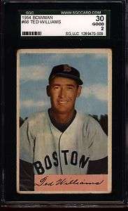1954 BOWMAN #66 TED WILLIAMS RED SOX SGC 30 = 2 0009  