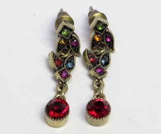 Dark Multi Crystal Choker Necklace Earrings Set s0076  