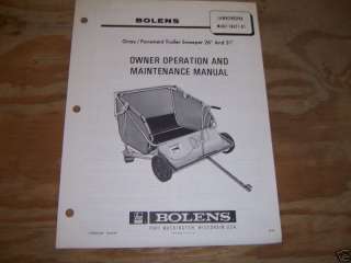 788) Bolens Owners Manual 18621 01 26&31 Lawn Sweeper  