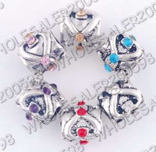 WHOLESALE 200 PCS Silver Alloy&Rhinestone Space Mixed Beads #10D3 