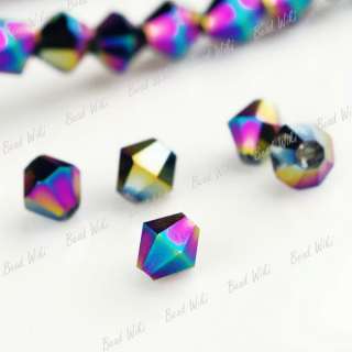 120 Rainbow Loose Faceted Cut Bicone Crystal Beads Special Effect 