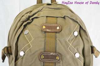 Vintage Casual Canvas Black Laptop Book Backpack  Green  
