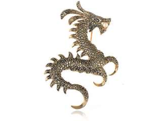 Antique Inspired Golden Tone Alloy Metal Chinese Dragon Costume Jewel 