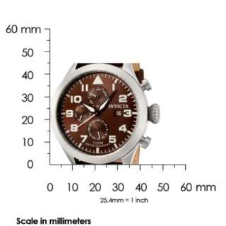 Invicta Swiss Mens Brown Dial 3 Eye Stainless Steel Brown Leather 