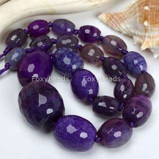 PURPLE* Agate Faceted Drum Gemstone 17L Loose Beads  