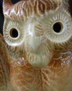 Vintage Mid Century Kron Pottery Owl TV Lamp Light Shines Eyes  