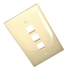   41091 3IN QuickPort Midsize Wallplate, Single Gang, 3 Port, Ivory