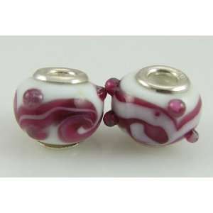   2 sterling silver lampwork glass beads fit 4428: Home & Kitchen