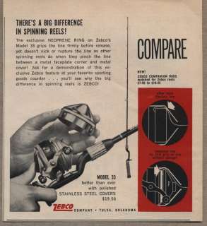 Original 1959 Vintage Ad Zebco Model 33 Fishing Reels Compare Tulsa,OK 