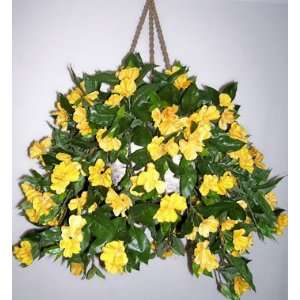    Artificial Impatiens Hanging Basket (yellow)