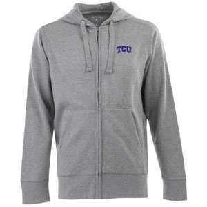 TCU Signature Full Zip Hooded Sweatshirt (Grey)   Small  