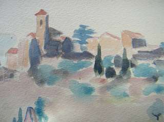 FAUVIST WATERCOLOR PAINTING SIGNED ANTIBES 1954  