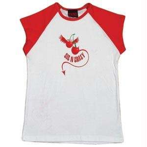  Girls, Cap Sleeve T Shirt, Cherries, White/Red, XL 