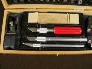 XACTO KNIFE SET * MANY DIFFERENT STYLES of BLADES in GREAT WOODEN BOX 