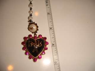 New Betsey Johnson Long French Paris Necklace +Box  