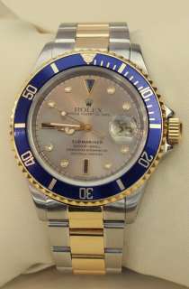 MANS ROLEX SUBMARINER 16613 BLUE FACE GOLD & SS BAND. SLATE DIAL DIA 