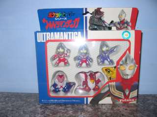 Six Ultraman Tiga figures made by Yutaka in 1996  