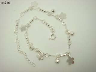 1pcs Charm beads pendant dangle Ankle Bracelet Anklet 925 Sterling 